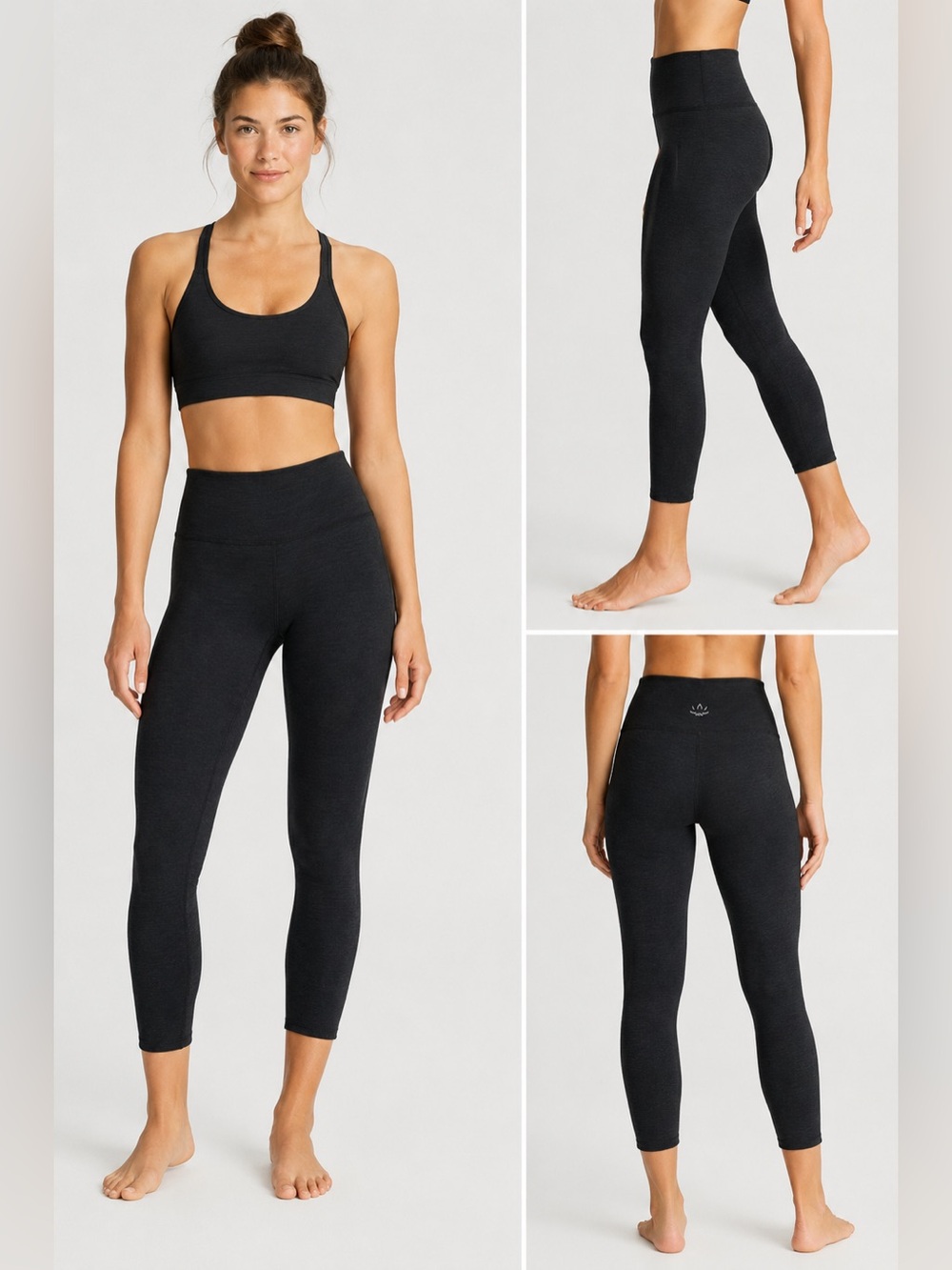 Beyond Yoga High Waisted Cropped Leggings Black Heather Made in USA Size‎ M